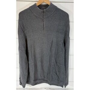 Flag & Anthem Quarter Zip Sweater Men's Size L Grey Knit Mock Neck Pullover